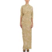 Zijden Ada Jurk Cortana , Beige , Dames