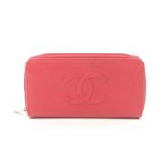 Pre-owned Leather wallets Chanel Vintage , Pink , Dames