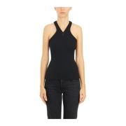 Retro Tank Top 90s Stijl Courrèges , Black , Dames