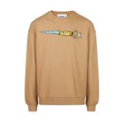 Garfield Print Crewneck Sweatshirt Iceberg , Brown , Heren