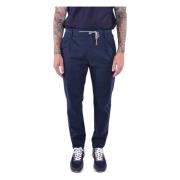 Stretch katoenen jogger broek met trekkoord Eleventy , Blue , Heren