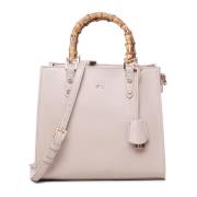 Nude Nefertiti Tas met Bamboe Handvat V73 , Beige , Dames