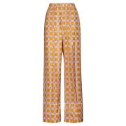 Zijden Check Fields Print Pyjama-Style Broek Marni , Orange , Dames