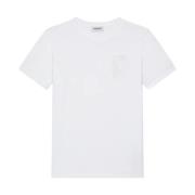 Wit T-shirt met Geborduurd Logo Dondup , White , Dames