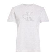 Gestructureerd Logo Katoen T-Shirt Calvin Klein , White , Dames