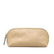 Pre-owned Leather clutches Gucci Vintage , Beige , Dames