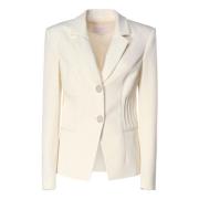 Witte enkellange jas met details op de heupen Genny , White , Dames