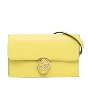 Pre-owned Leather crossbody-bags Gucci Vintage , Yellow , Dames