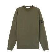 Geribbelde Crewneck Geborsteld Katoen Fleece Sweater Stone Island , Gr...