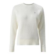 Off-White Cable C-Neck Sweater Tommy Hilfiger , White , Dames