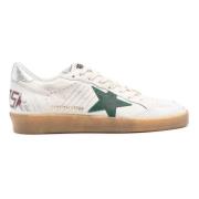 Witte Leren Sneakers Groene Ster Golden Goose , White , Heren