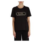 Katoenen T-shirt met metalen details Michael Kors , Black , Dames