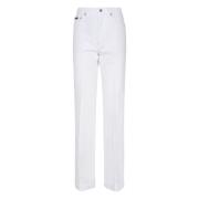 Witte Wide Leg Jeans Metalen Logo Dolce & Gabbana , White , Dames