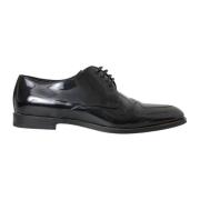 Zwarte Patent Leren Derby Schoenen Dolce & Gabbana , Black , Heren