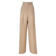 Beige Wollen Broek Regular Fit Sportmax , Beige , Dames