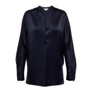 Stijlvolle Bandkraag Blouse Vince , Blue , Dames