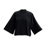 Oversized Cropped T-Shirt Wakakuu Icons , Black , Dames