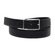 Zwart Leren Riem met Metalen Gesp Emporio Armani , Black , Heren