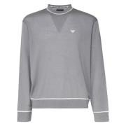 Grijze Wollen Sweatshirt Ronde Kraag Logo Emporio Armani , Gray , Here...