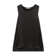 Elegant Satin Top Maliparmi , Black , Dames