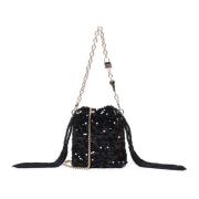 Zwarte Clutch Tas met Kwast Sluiting V73 , Black , Dames