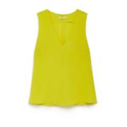 Zijden V-hals tanktop Maliparmi , Yellow , Dames