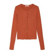 Luxe Zijde Katoen Ronde-Hals Vest Maliparmi , Orange , Dames