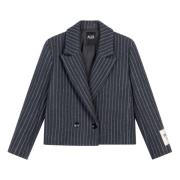 Pinstripe Cropped Coat Alix The Label , Gray , Dames