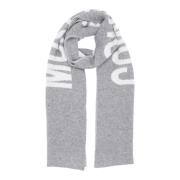 Effen Wollen Sjaal met Logodetail Moschino , Gray , Heren