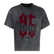 Velvet Print Crew-Neck T-Shirt Dsquared2 , Gray , Heren