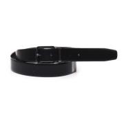 Omkeerbare Kalfsleren Riem Zwart Bruin Metaal Emporio Armani , Black ,...