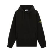 Hoodie met geborstelde katoenen fleecezakken Stone Island , Black , He...