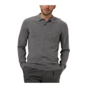 Merino Polo Gebreide Trui Selected Homme , Gray , Heren