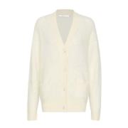 Zachte Gebreide Vest met Knopen Gestuz , Beige , Dames