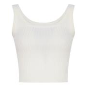 Witte Papilla Top Ronde Kraag Sportmax , White , Dames