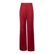 Bordeaux Wol Crepe Hoge Taille Broek Max Mara Studio , Red , Dames