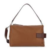 Script Satchel Tas in Bruin Leer Hogan , Brown , Dames