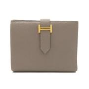 Pre-owned Leather wallets Hermès Vintage , Gray , Dames