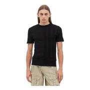 Gebreid Crewneck T-shirt met Strepen Jacquemus , Black , Heren