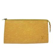 Pre-owned Leather clutches Louis Vuitton Vintage , Yellow , Dames