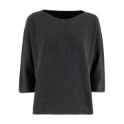 Lurex Boat-Neck Jumper Le Tricot Perugia , Gray , Dames