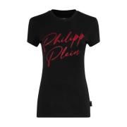 Stijlvol T-shirt met Uniek Ontwerp Philipp Plein , Black , Dames