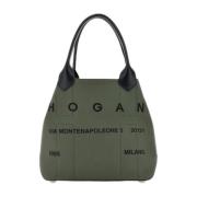 Militaire Script Canvas Tote Tas Hogan , Green , Dames