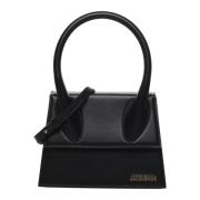 Zwarte Leren Crossbody Tas met Handvat Jacquemus , Black , Dames