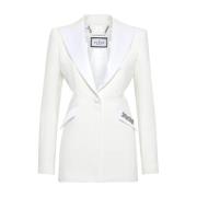 Stijlvolle Blazer met Uniek Ontwerp Philipp Plein , White , Dames