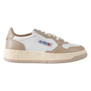 Beige en wit leren sneakers Autry , Beige , Dames