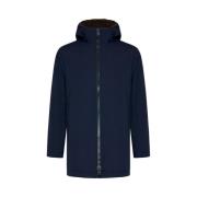 Blauwe Parka met Bontvoering Herno , Blue , Heren