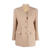 Elegant Single-Breasted Jacket Ermanno Scervino , Beige , Dames