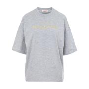 Casual Logo Print T-Shirt Valentino Garavani , Gray , Dames