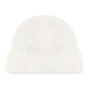 Geribbelde Beanie Hoed Grijs Zand Wol Eleventy , White , Heren